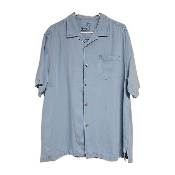 Tommy Bahama Other - Tommy Bahama Original Fit Button Down Short Sleeve Shirt 100% Silk Blue Men's L